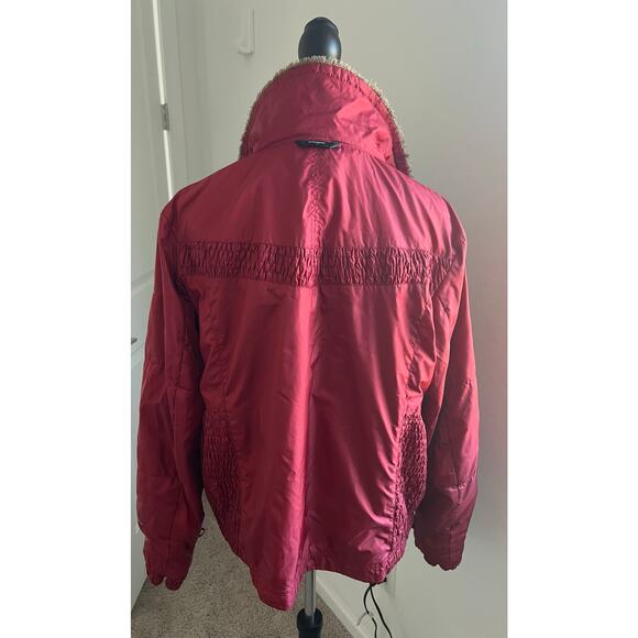 Columbia Red Satin Faux Fur Collar Omni Shield Zip Up Puffer Winter Jacket 2XL - Picture 5 of 11